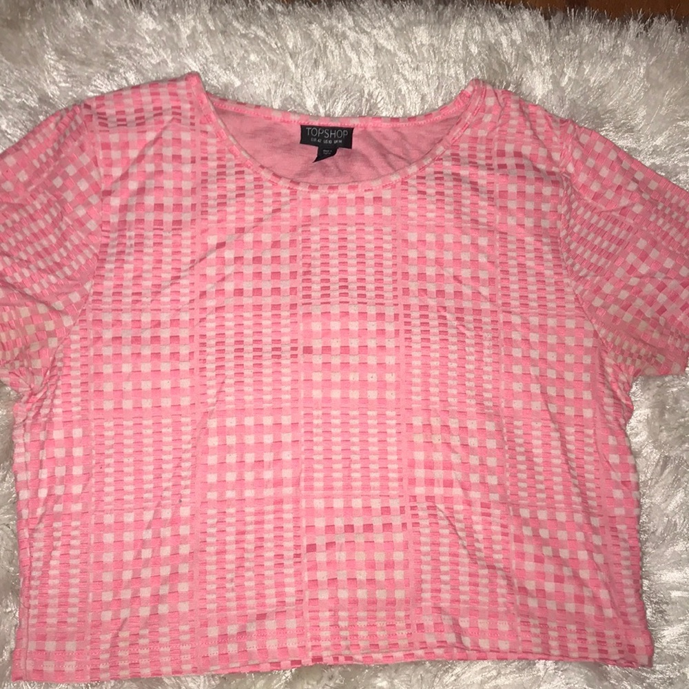 Topshop pink checkered crop top💕